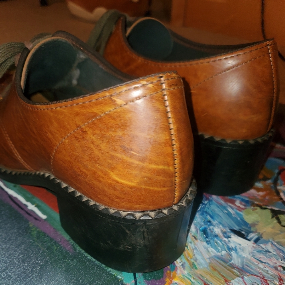 Embossed Leather Block Heel - Picture 3 of 4